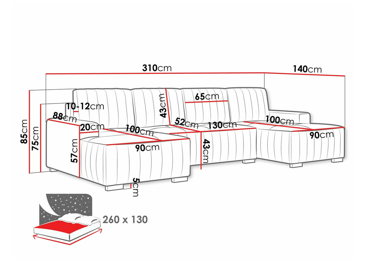 Sarokkanapé Narożnik HUGO U, Szín: Manila 05