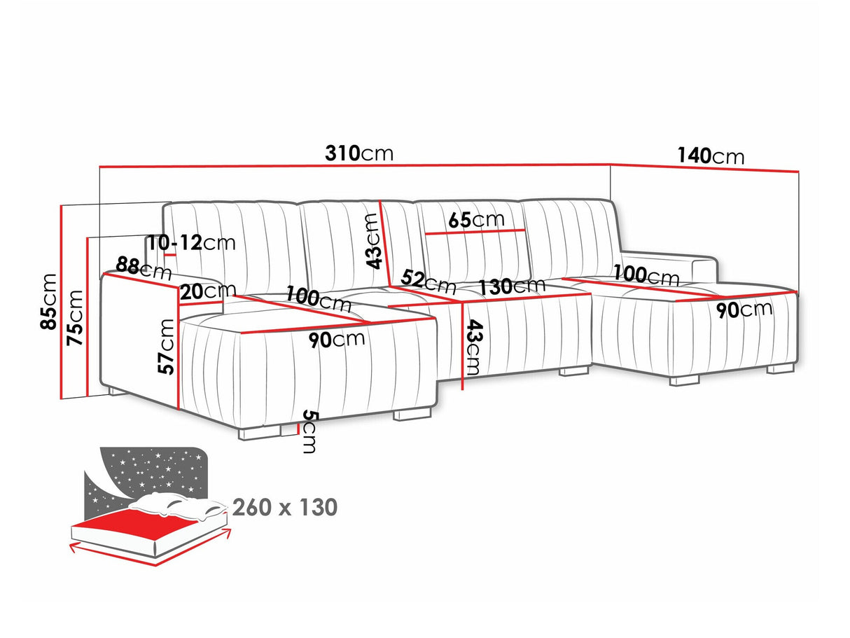 Sarokkanapé Narożnik HUGO U, Szín: Manila 14