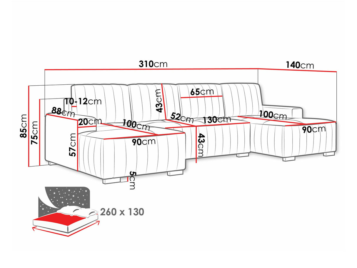 Sarokkanapé Narożnik HUGO U, Szín: Manila 16