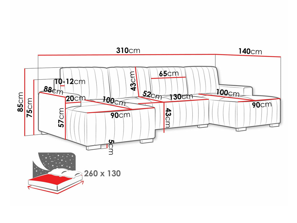 Sarokkanapé Narożnik HUGO U, Szín: Manila 21