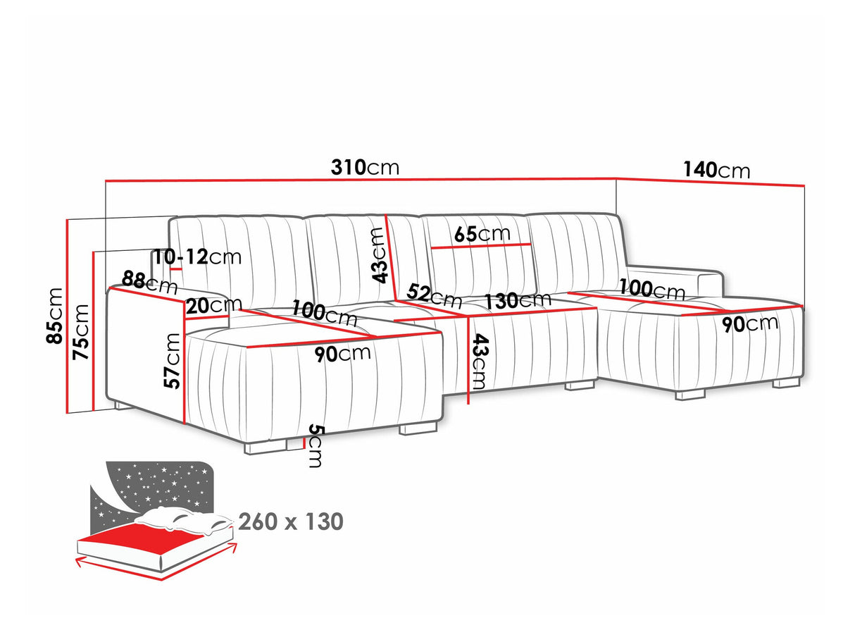 Sarokkanapé Narożnik HUGO U, Szín: Manila 26