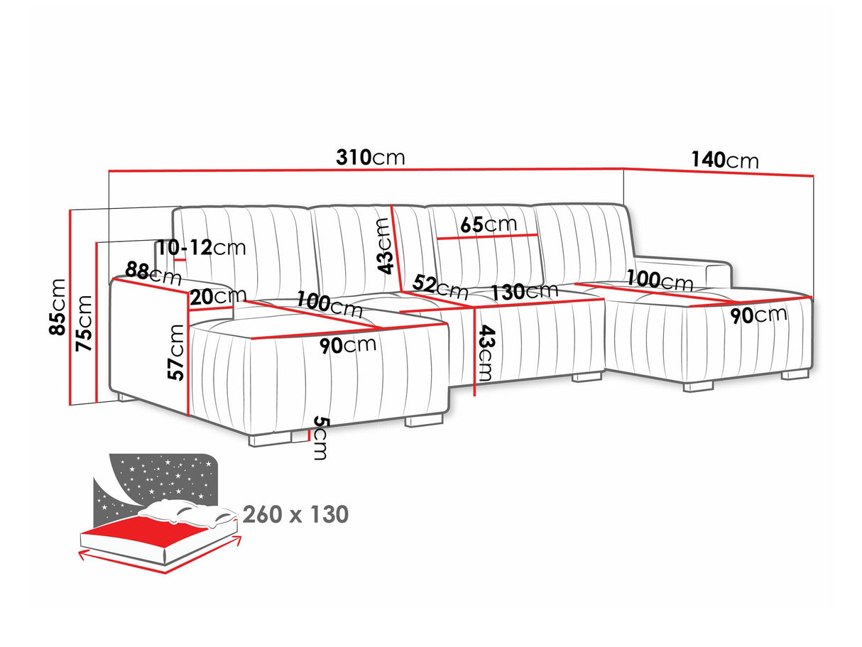 Sarokkanapé Narożnik HUGO U, Szín: Manila 35