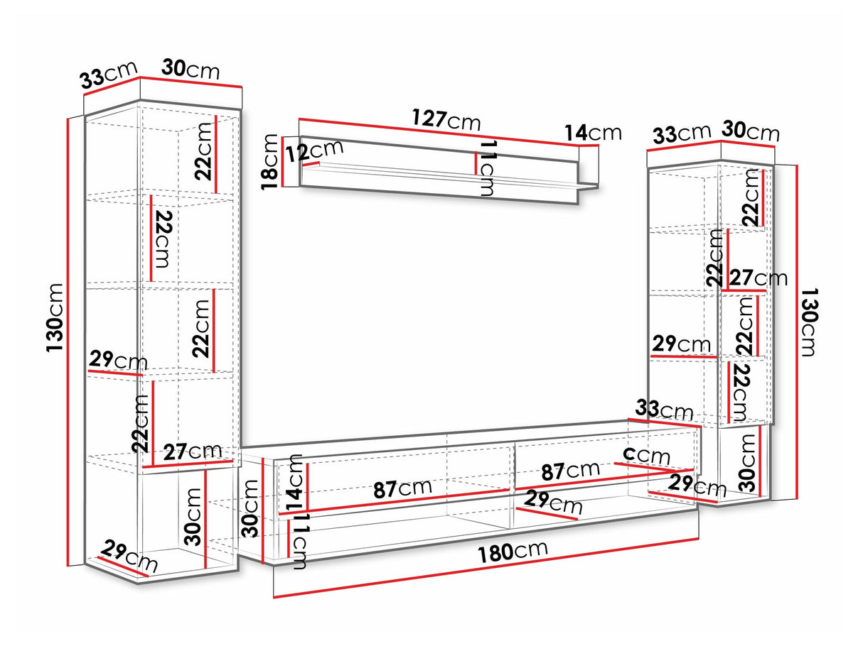 Nappali szett Meblościanka AMADEO II, Szín: Wotan tölgy, Led világítás: Nem