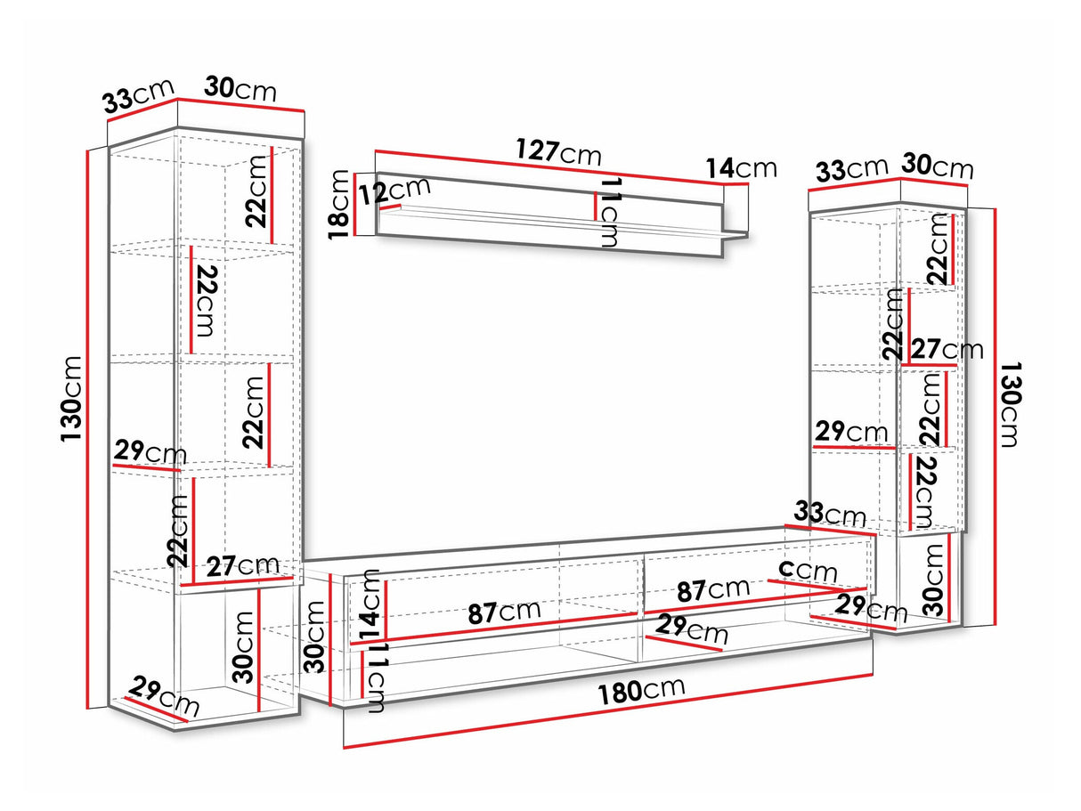 Nappali szett Meblościanka AMADEO II, Szín: Grafit, Led világítás: Nem
