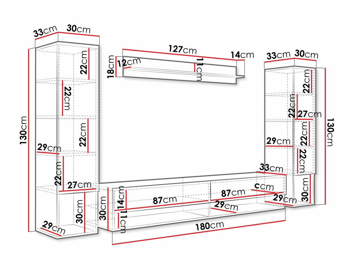 Nappali szett Meblościanka AMADEO II, Szín: Grafit, Led világítás: Igen