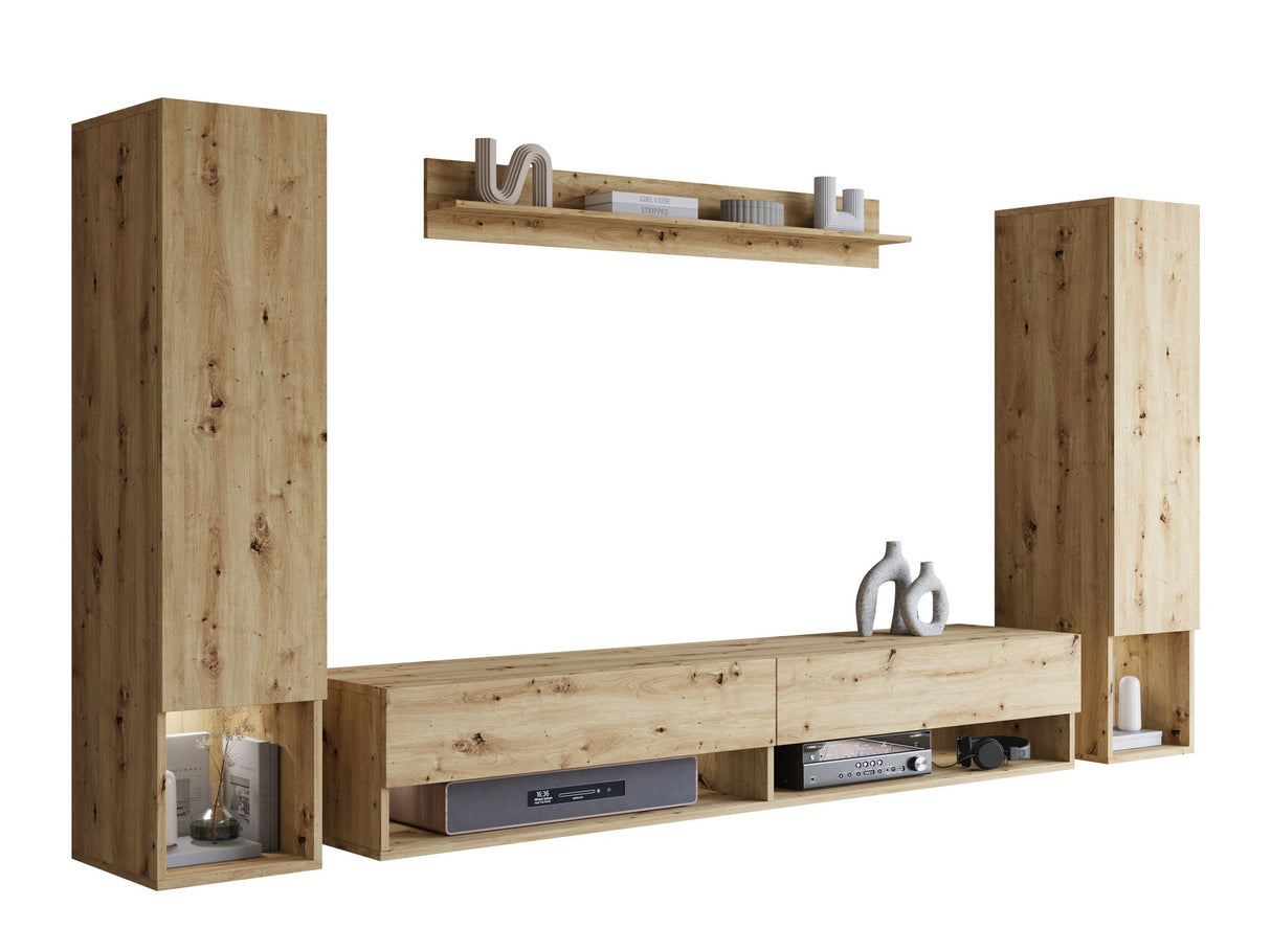 Nappali szett Meblościanka AMADEO II, Szín: Artisan tölgy, Led világítás: Igen