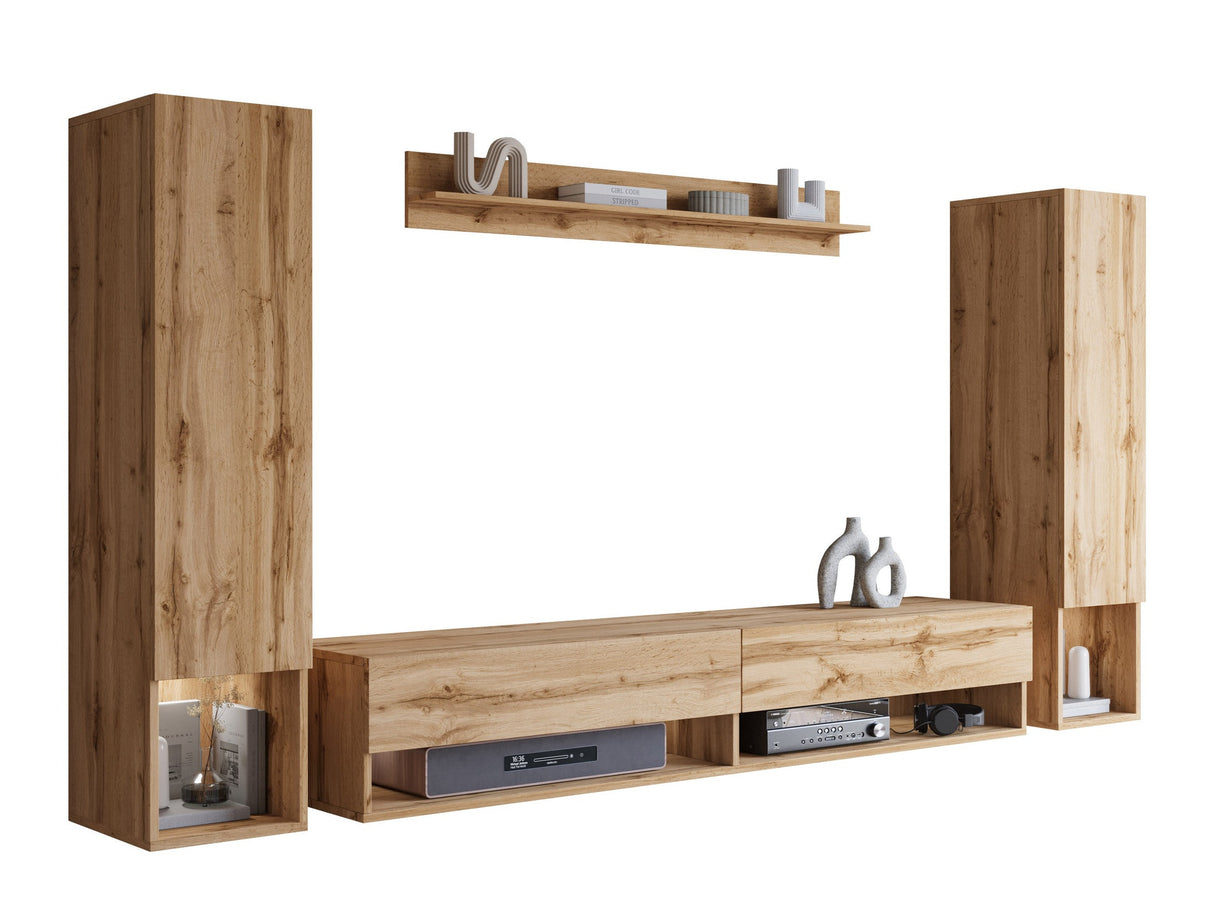 Nappali szett Meblościanka AMADEO II, Szín: Wotan tölgy, Led világítás: Igen