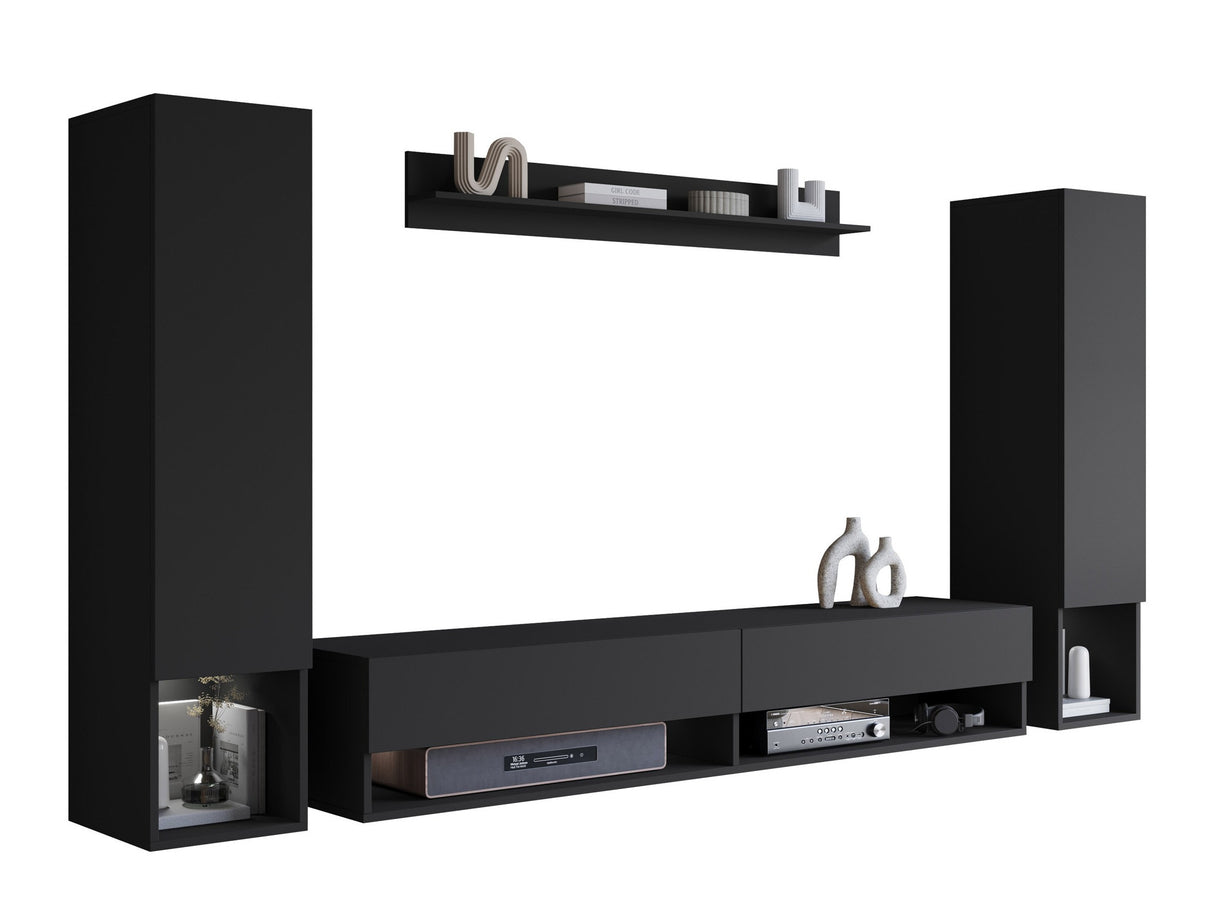 Nappali szett Meblościanka AMADEO II, Szín: Grafit, Led világítás: Igen