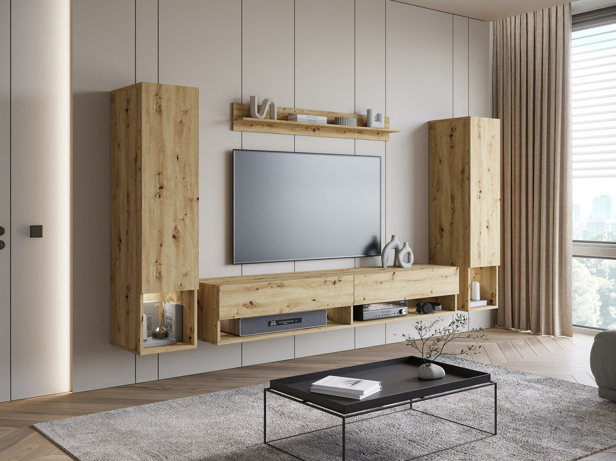 Nappali szett Meblościanka AMADEO II, Szín: Artisan tölgy, Led világítás: Igen