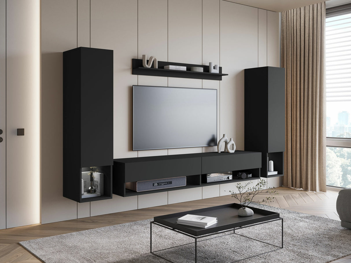 Nappali szett Meblościanka AMADEO II, Szín: Grafit, Led világítás: Igen