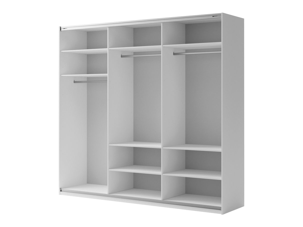 Gardróbszekrény Szafa przesuwna 3D 250 MAXI MX-06 + opcje Biały, Led világítás: Igen