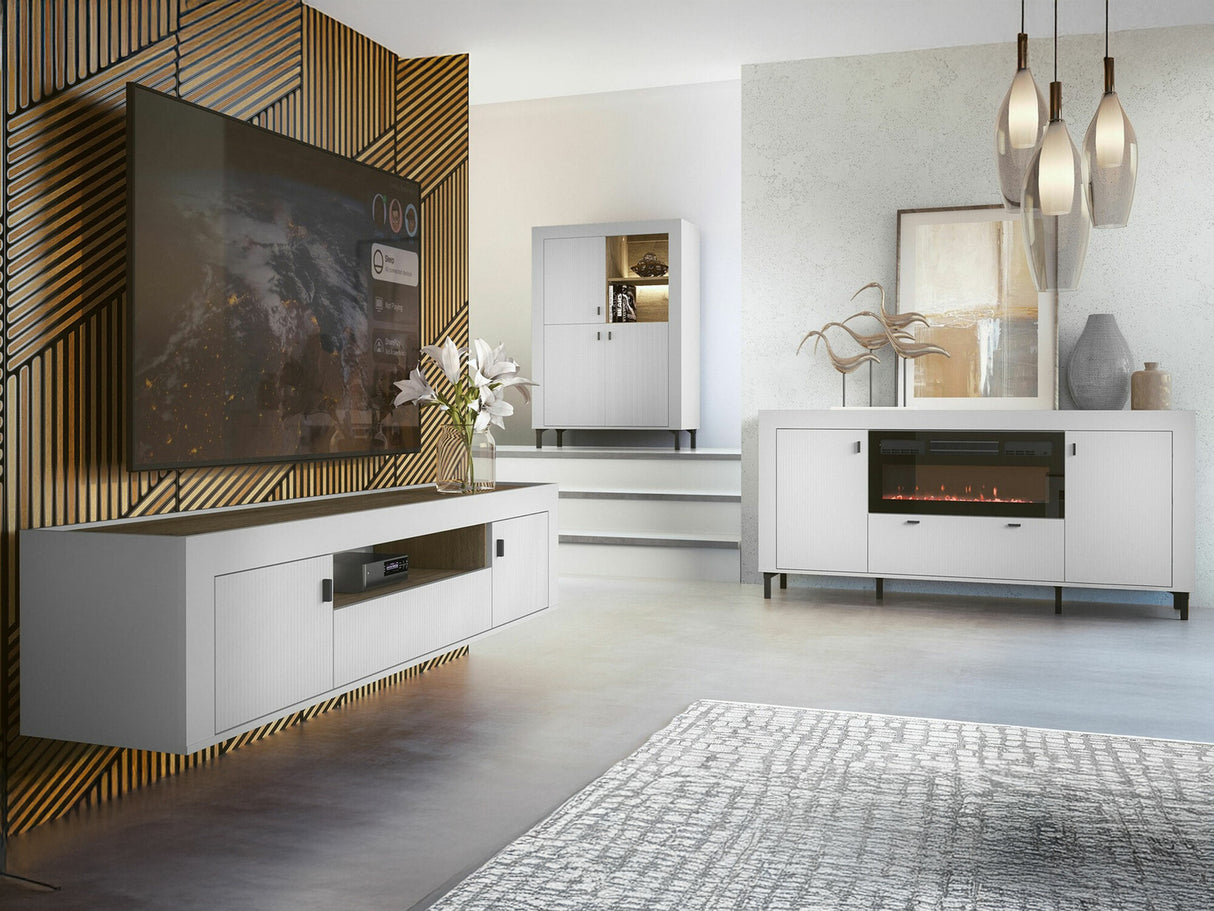 Nappali szett MOSSA IV, Szín: Matt fehér, Led világítás: Igen