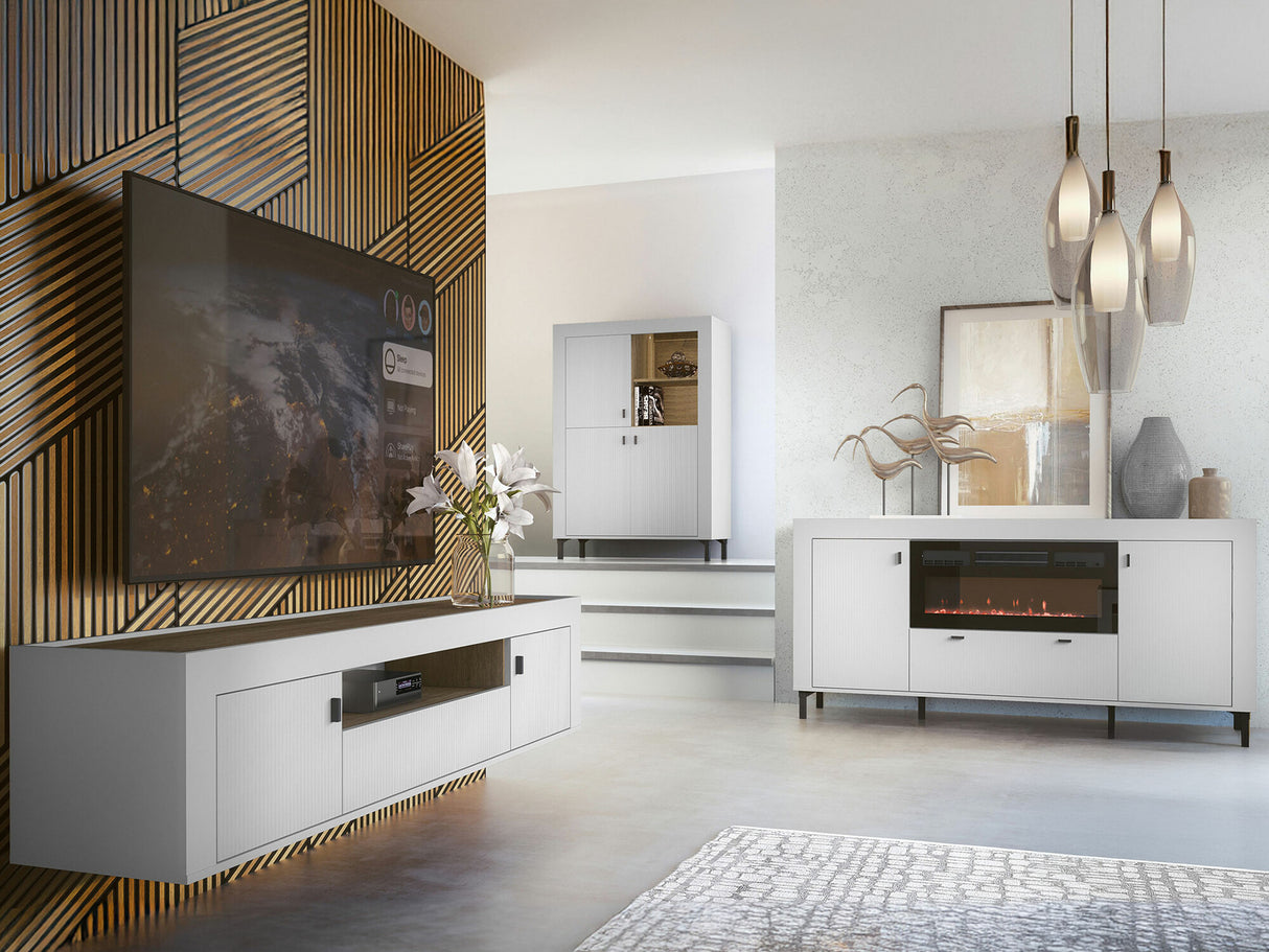 Nappali szett MOSSA IV, Szín: Matt fehér, Led világítás: Nem