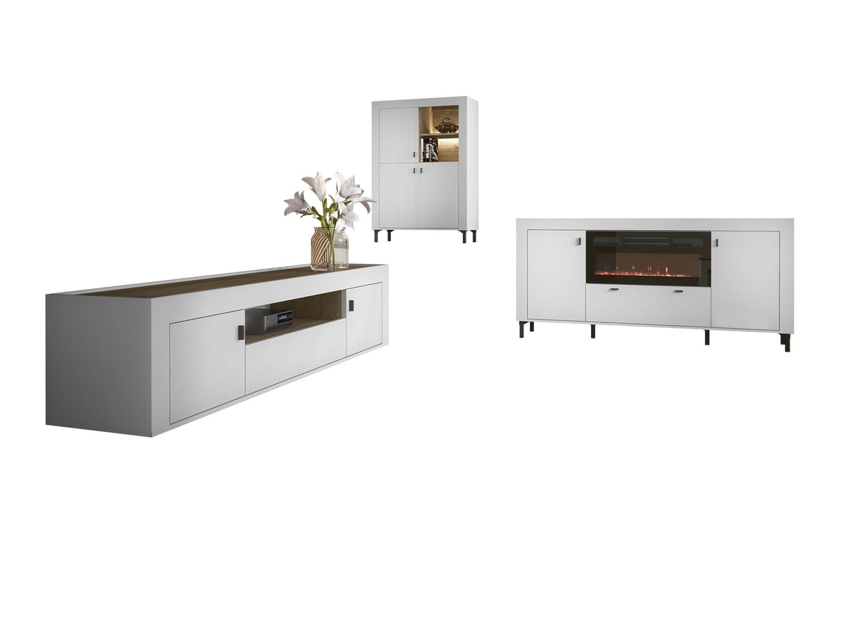 Nappali szett MOSSA IV, Szín: Matt fehér, Led világítás: Igen