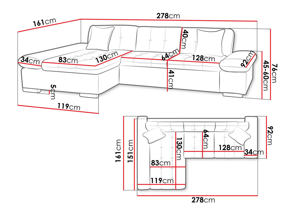 Sarokkanapé Montana (Premium), Szín: Otusso 23 + Sorriso 04 + Otusso 01, Változatok: Balos