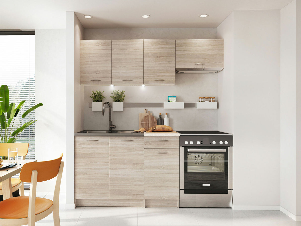 Konyhabútor Mela (Elena 180) , Szín: Sonoma tölgy + Beige, Led világítás: Igen