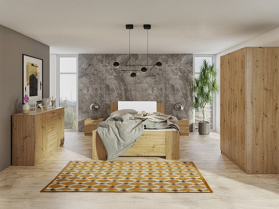 Hálószoba garnitúra Bonem XII (Kler XII), Szín: Artisan tölgy + öko bőr Soft Pik 017