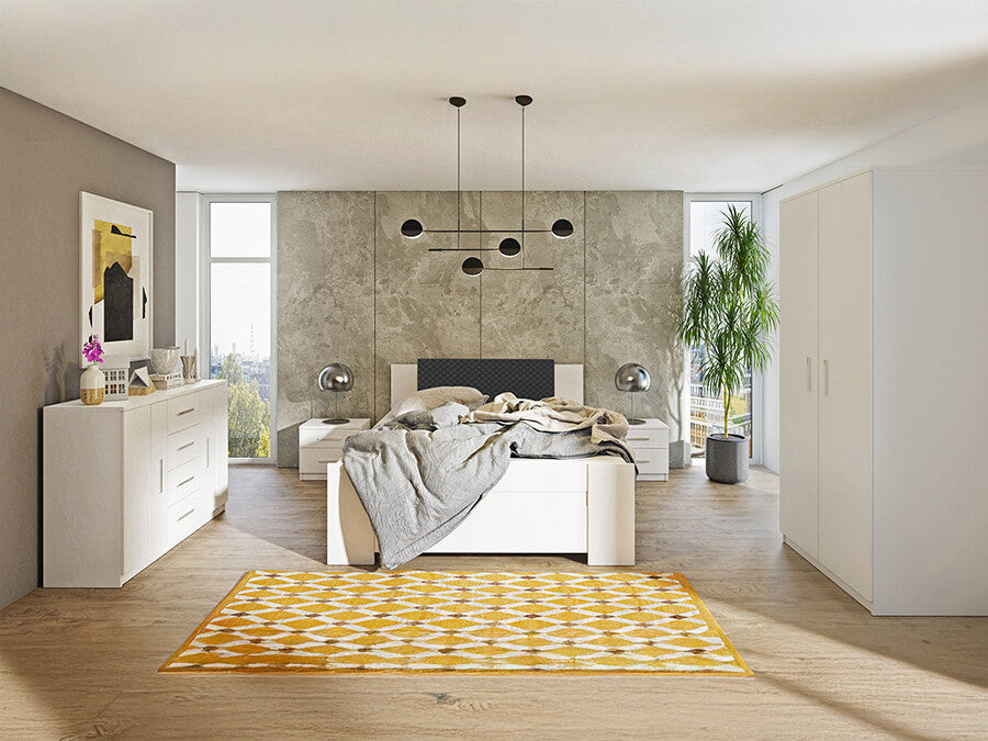 Hálószoba garnitúra Bonem XI (Kler XI), Szín: Fehér + öko bőr Soft Pik 011