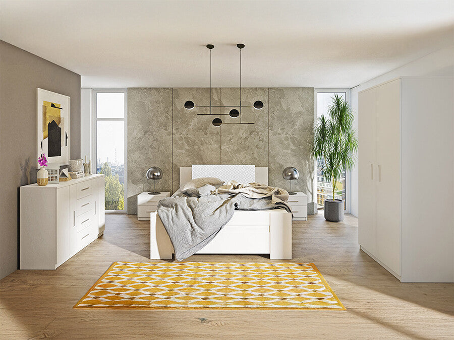 Hálószoba garnitúra Bonem XI (Kler XI), Szín: Fehér + öko bőr Soft Pik 017