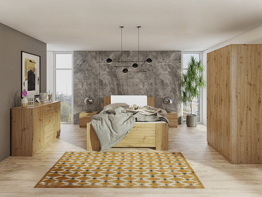 Hálószoba garnitúra Bonem XI (Kler XI), Szín: Artisan tölgy + öko bőr Soft Pik 017