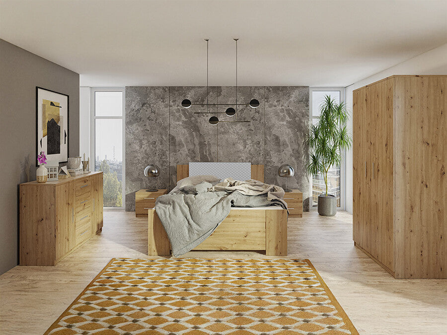 Hálószoba garnitúra Bonem XI (Kler XI), Szín: Artisan tölgy + öko bőr Soft Pik 029
