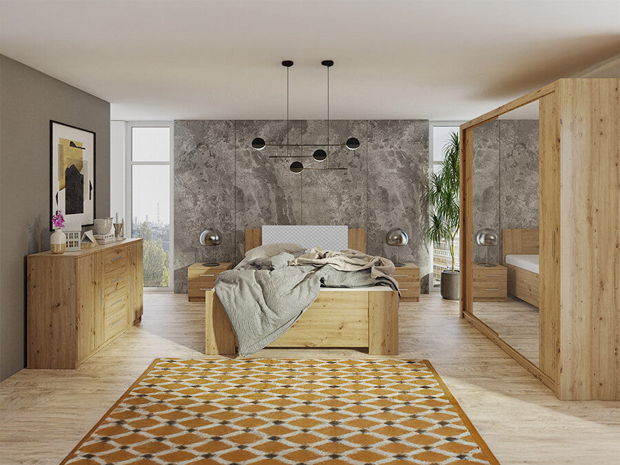 Hálószoba garnitúra Bonem X (Kler X), Szín: Artisan tölgy + öko bőr Soft Pik 029