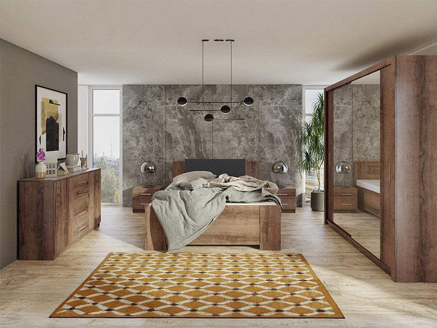 Hálószoba garnitúra Bonem X (Kler X), Szín: Monastery tölgy + öko bőr Soft Pik 011