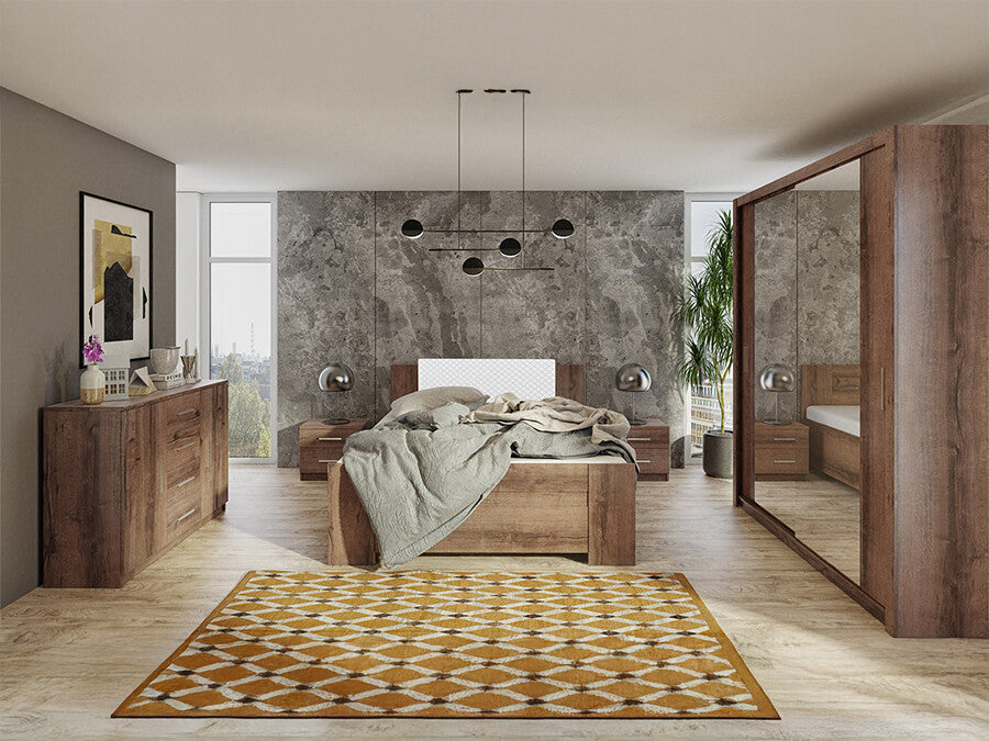 Hálószoba garnitúra Bonem X (Kler X), Szín: Monastery tölgy + öko bőr Soft Pik 017