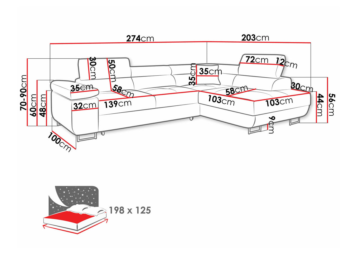 Sarokkanapé TOREZIO, Szín: Manila 35, Változatok: Jobbos
