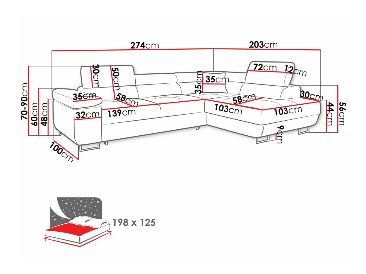 Sarokkanapé TOREZIO, Szín: Soft 029 + Lux 05, Változatok: Balos