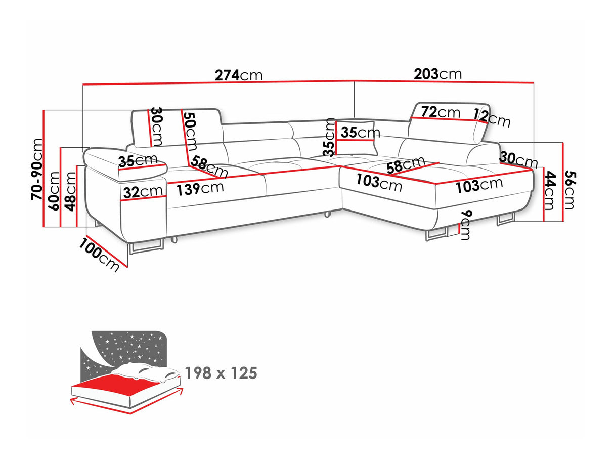 Sarokkanapé TOREZIO, Szín: Soft 066 + Lux 03, Változatok: Balos
