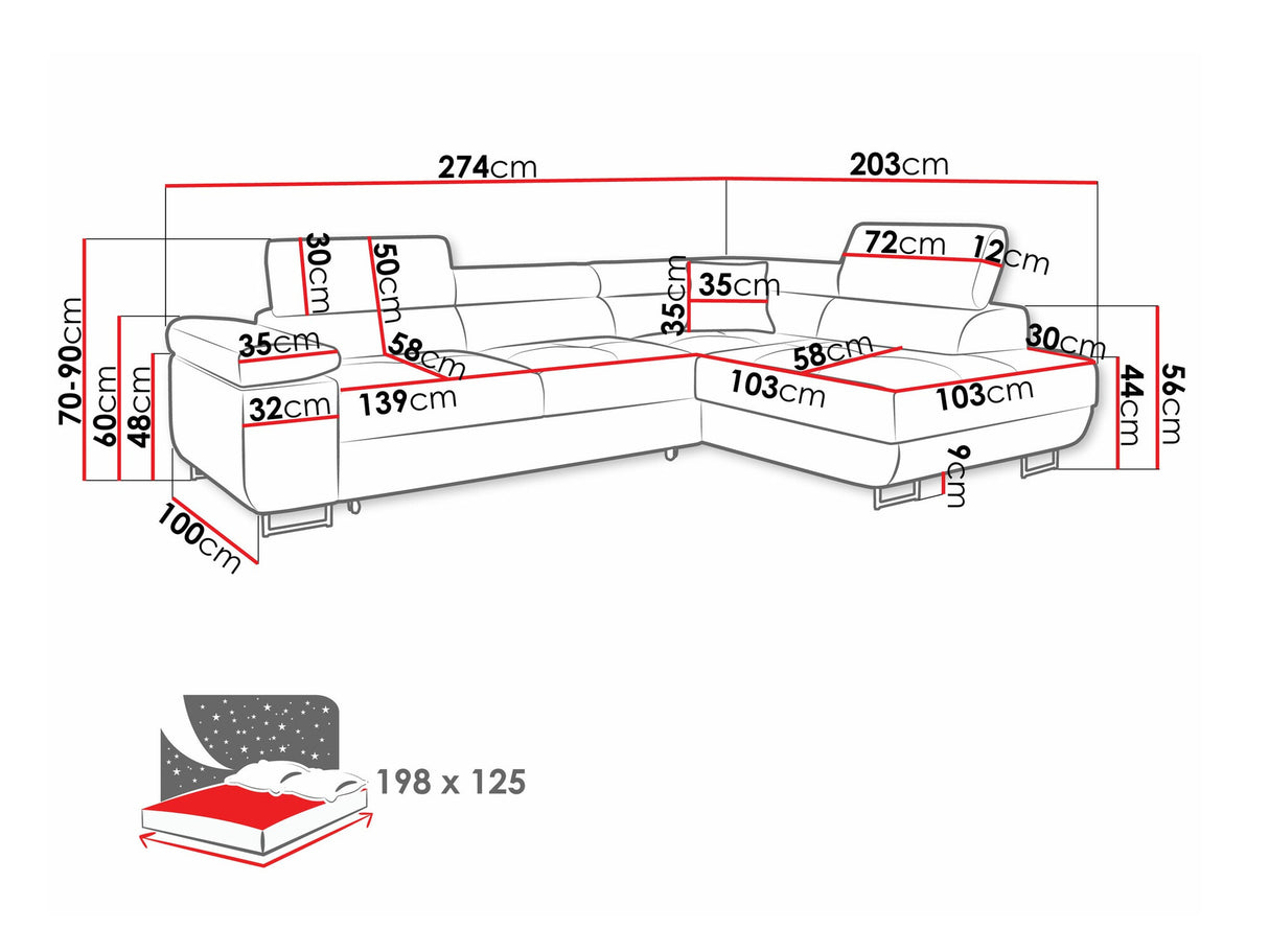 Sarokkanapé TOREZIO, Szín: Soft 066 + Lux 03, Változatok: Jobbos