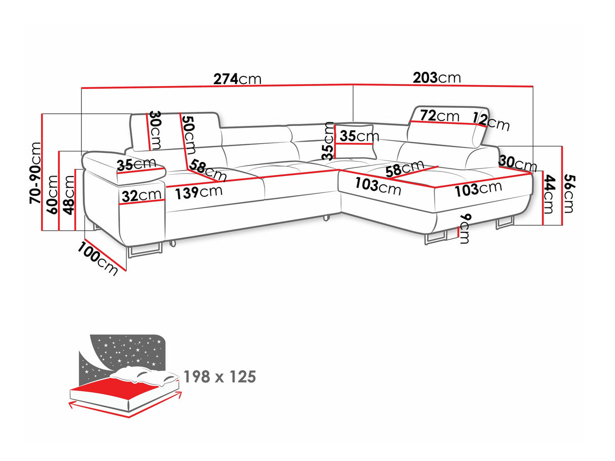 Sarokkanapé TOREZIO, Szín: Manila 02, Változatok: Balos