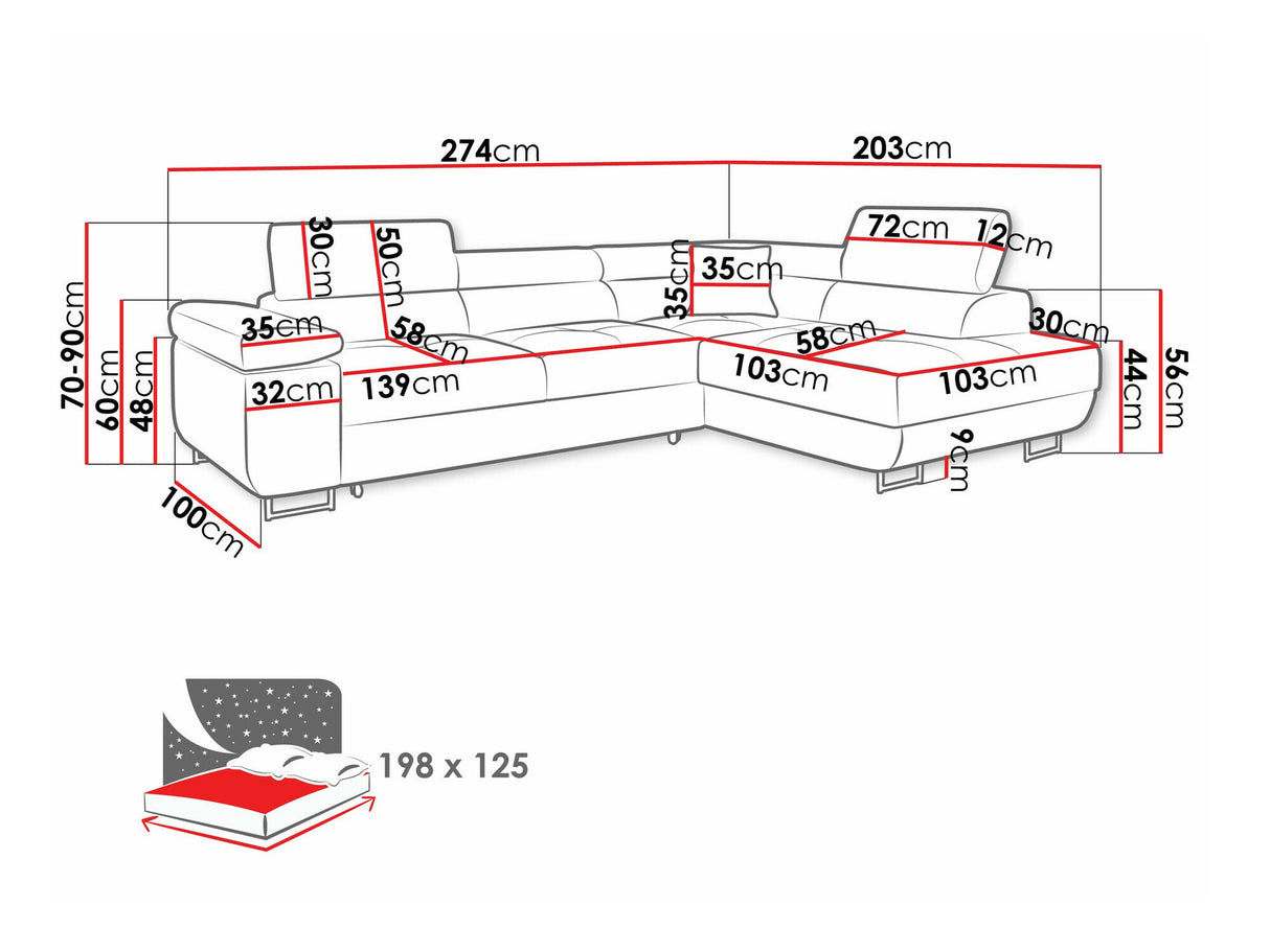 Sarokkanapé TOREZIO, Szín: Manila 02, Változatok: Jobbos