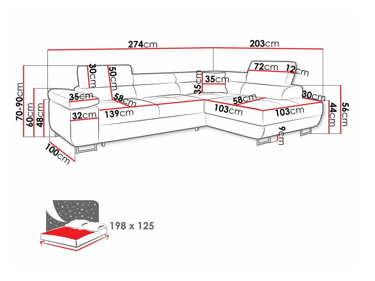 Sarokkanapé TOREZIO, Szín: Lux 05, Változatok: Balos