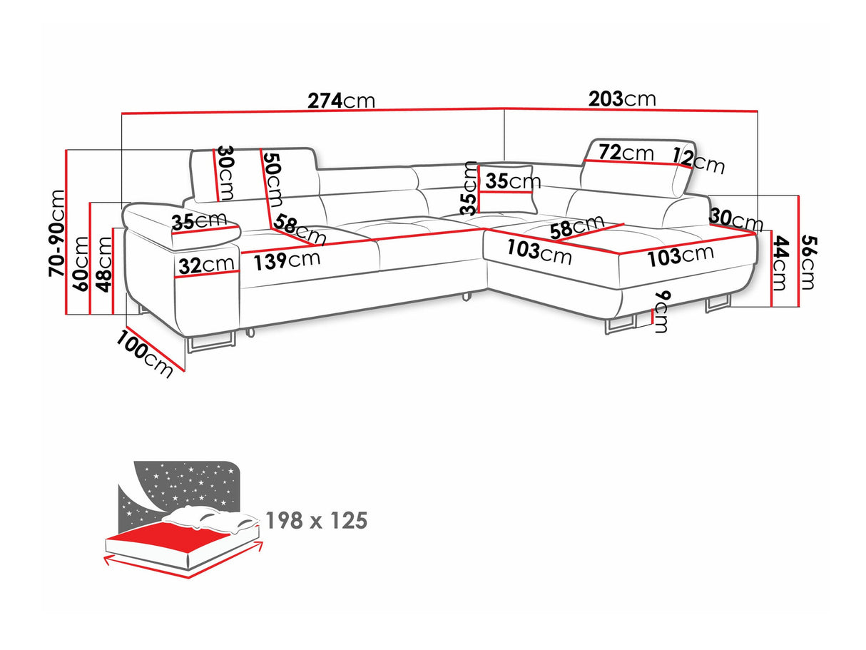Sarokkanapé TOREZIO, Szín: Lux 05, Változatok: Jobbos