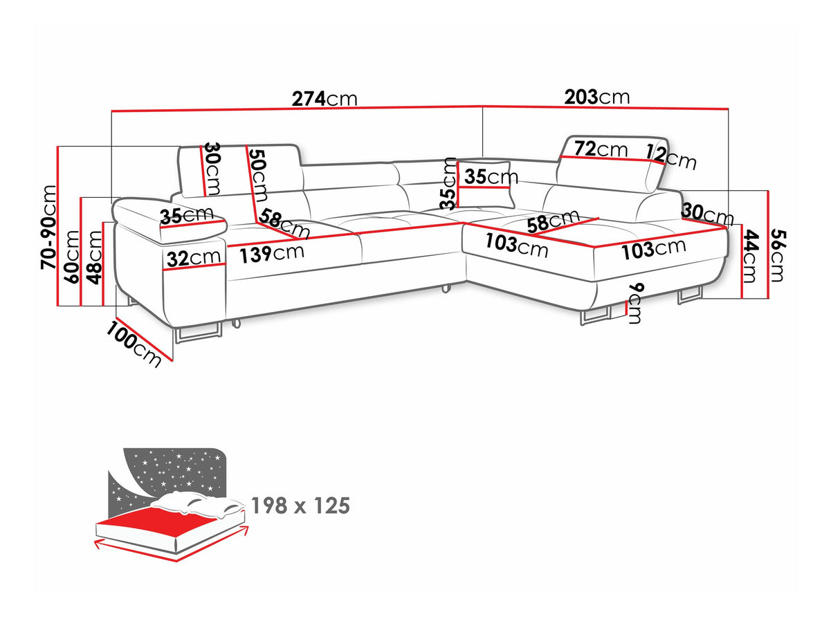 Sarokkanapé TOREZIO, Szín: Poso 135, Változatok: Balos