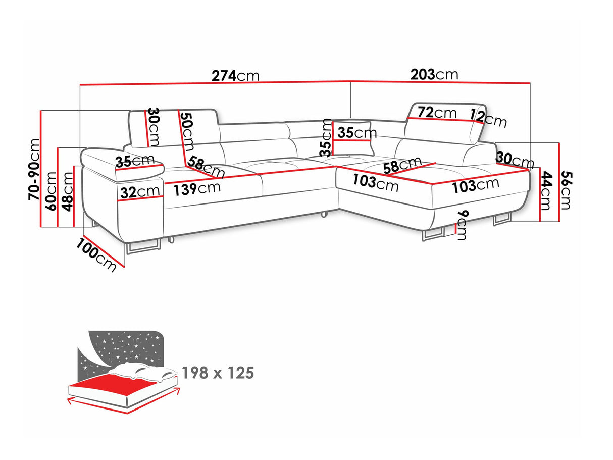 Sarokkanapé TOREZIO, Szín: Poso 47, Változatok: Balos