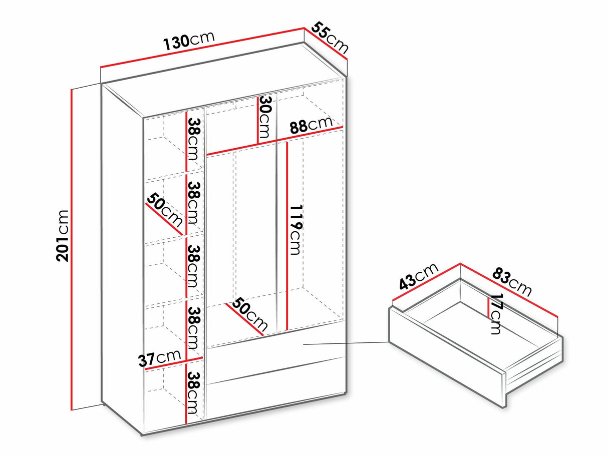 Gardróbszekrény Szafa 3D2S SIGMA SG-01 Kaszmir