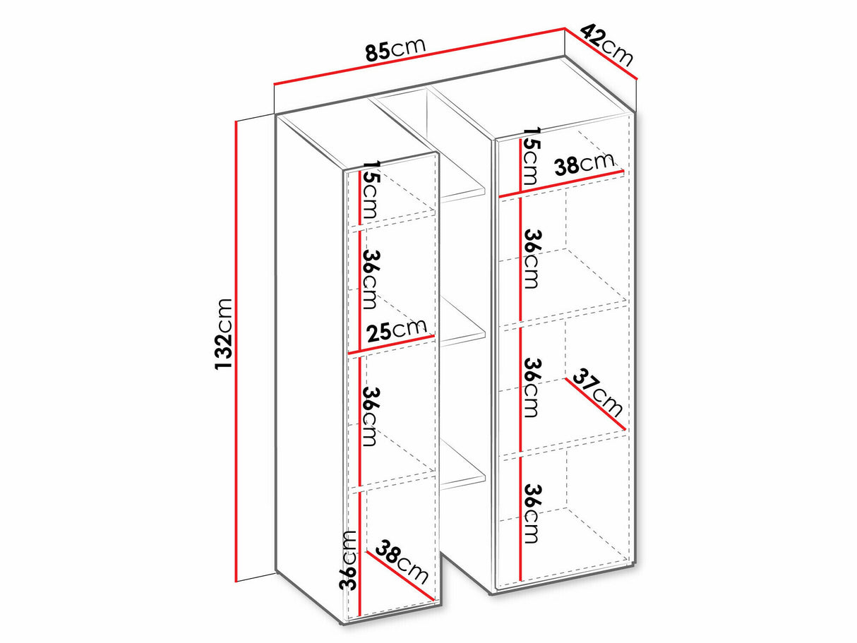 Könyvespolc Szafka 2D z regałem SIGMA SG-04 Kaszmir/Dąb jasny
