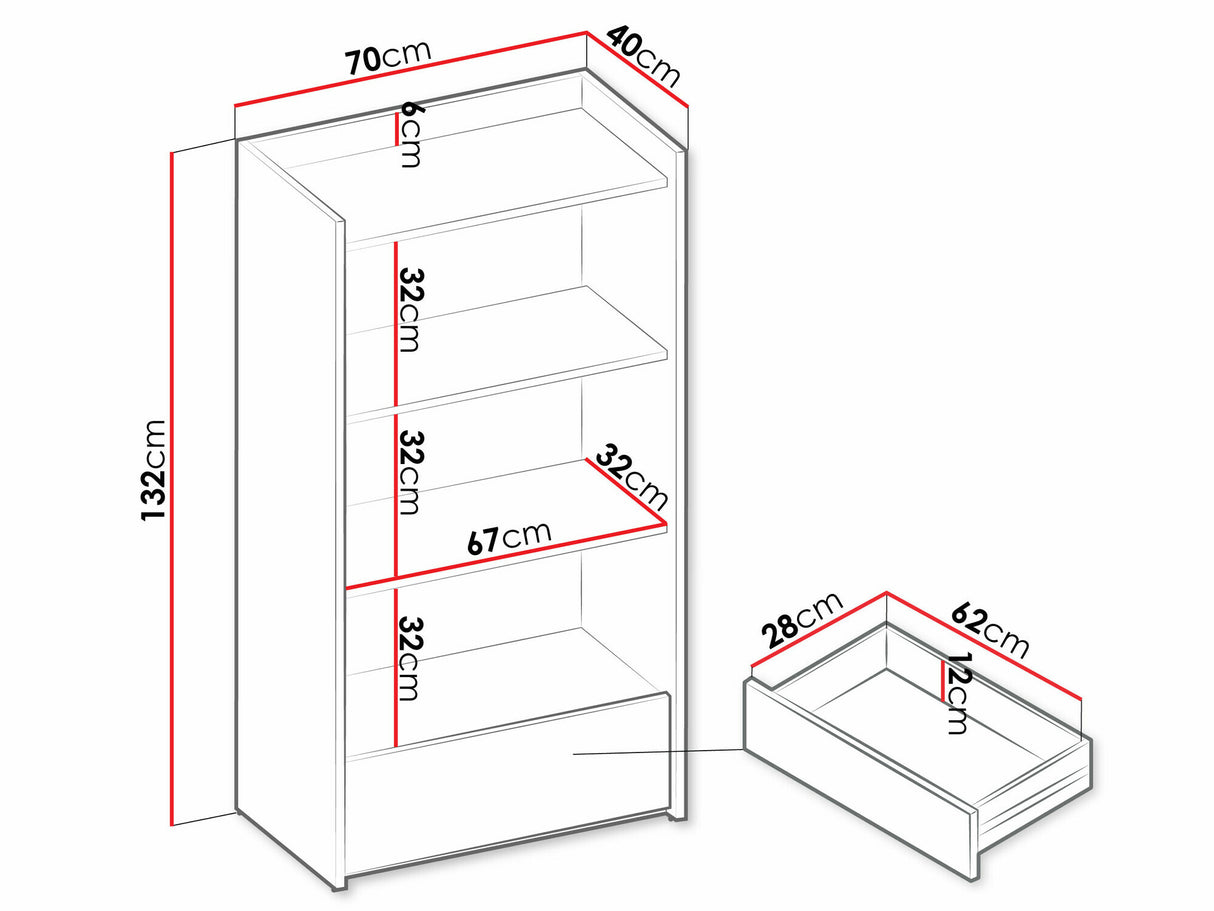 Könyvespolc Regał 1S SIGMA SG-05 Kaszmir/Dąb jasny