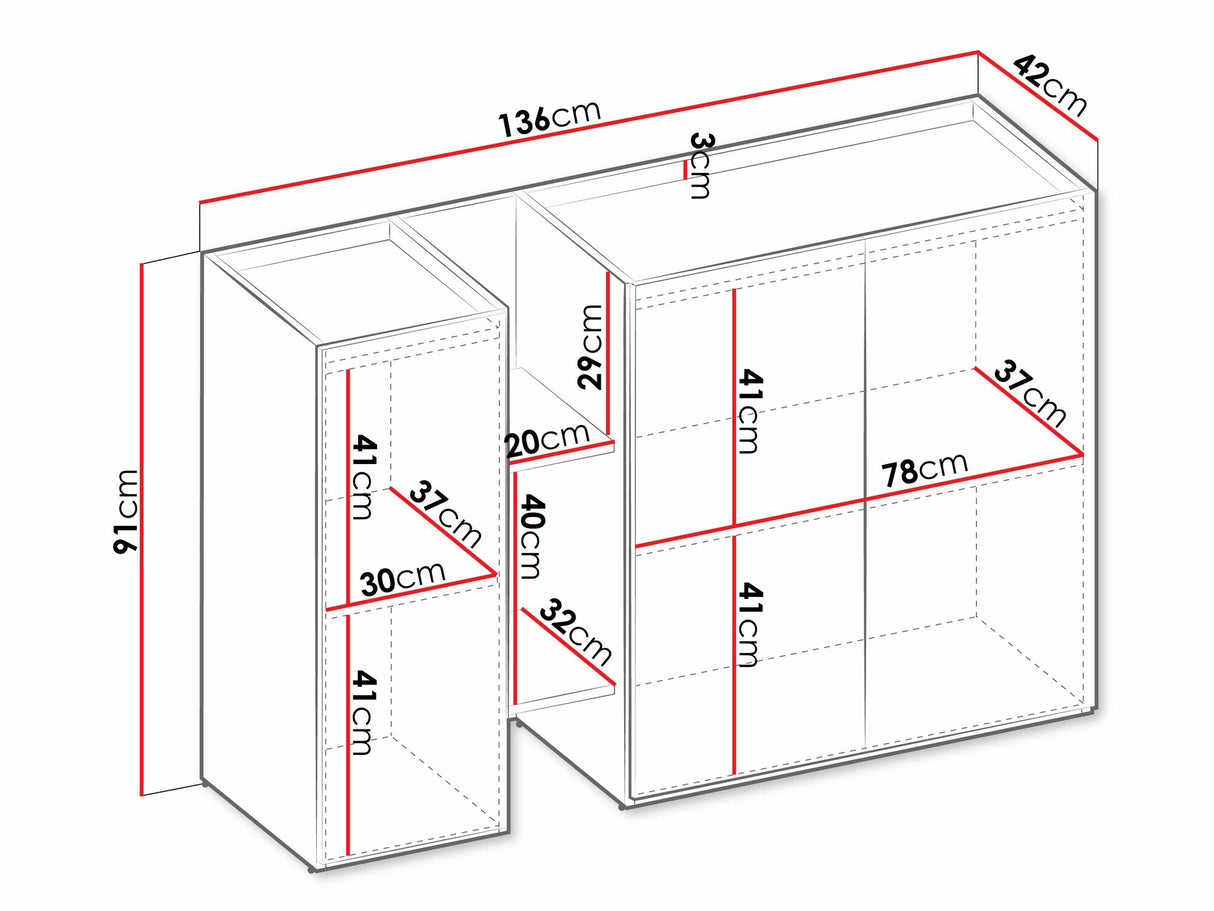 Szekrény Komoda 3D z regałem SIGMA SG-06 Kaszmir/Dąb jasny/Truflowy