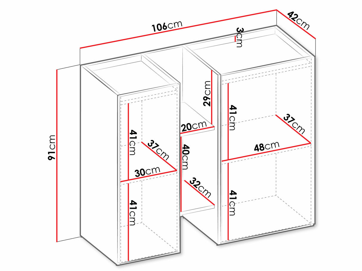 Szekrény Komoda 2D z regałem SIGMA SG-07 Kaszmir/Dąb jasny/Truflowy