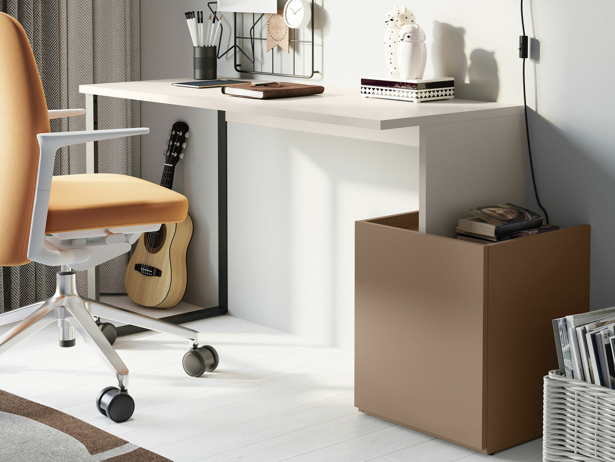 Íróasztal Biurko z szafką 1D SIGMA SG-09 Kaszmir/Czarny/Truflowy