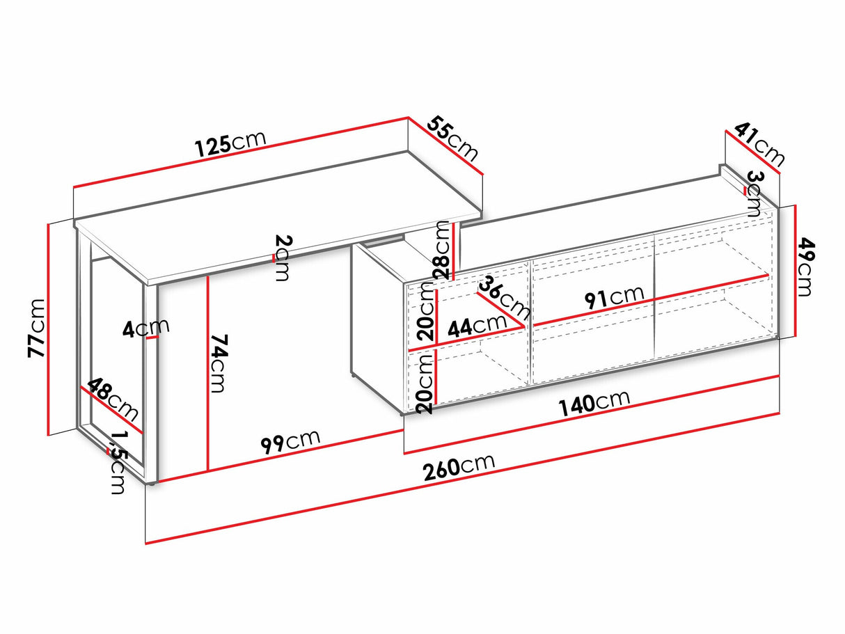 Íróasztal Biurko z szafką 3D SIGMA SG-10 Kaszmir/Czarny/Truflowy