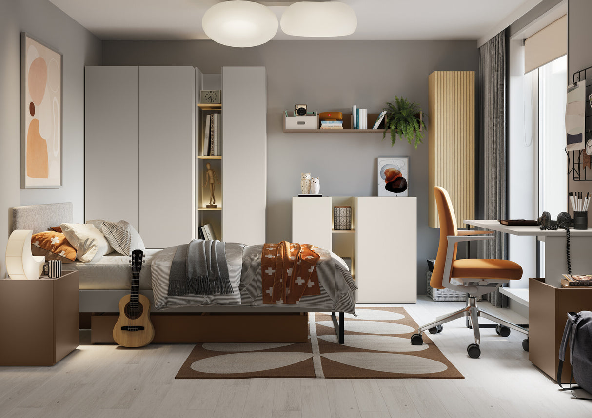 Ágy Łóżko 90 SIGMA SG-14 Kaszmir/Truflowy/Neve 13, Alvó felület mérete: 90 x 200 cm