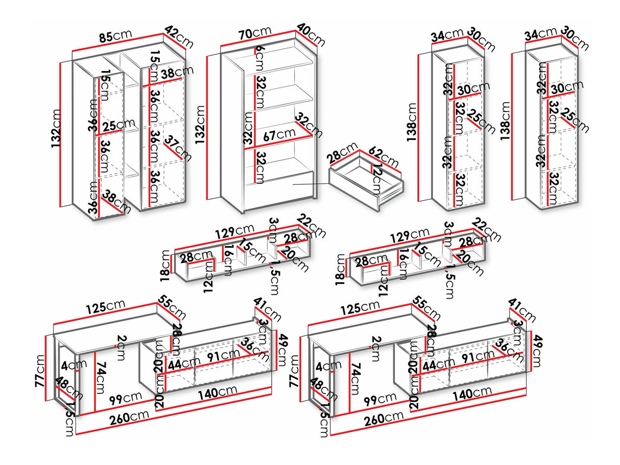 Irodai garnitúra Meble SIGMA III Kaszmir/Dąb jasny/Czarny/Truflowy
