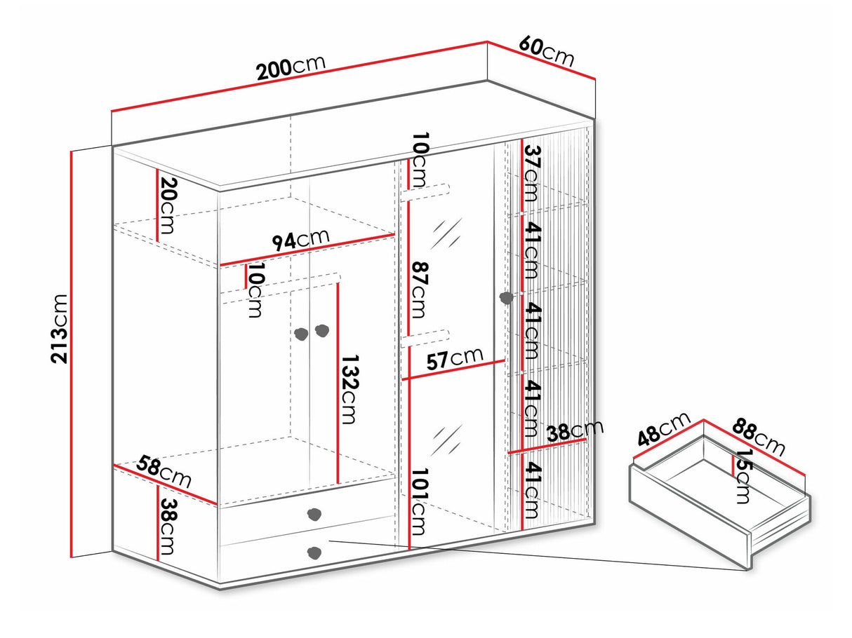 Gardróbszekrény Szafa CALI C-24 Artisan + Czarny / Lamele artisan