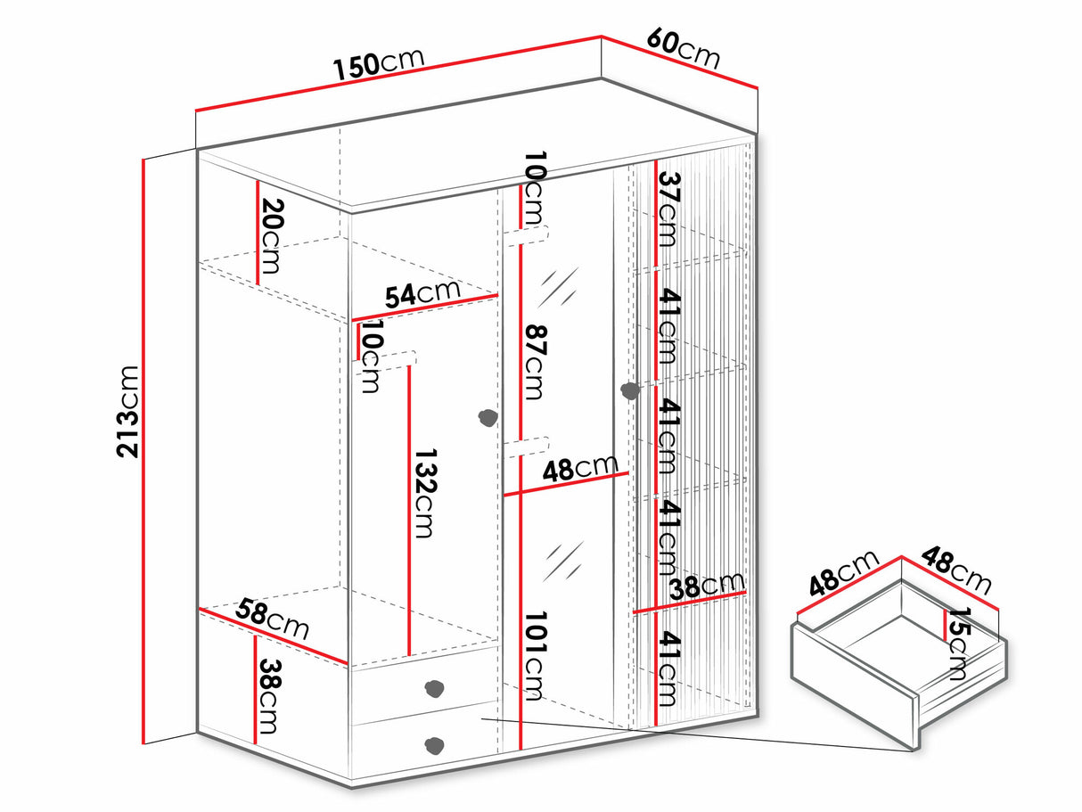 Gardróbszekrény Szafa CALI C-23 Artisan + Czarny / Lamele artisan