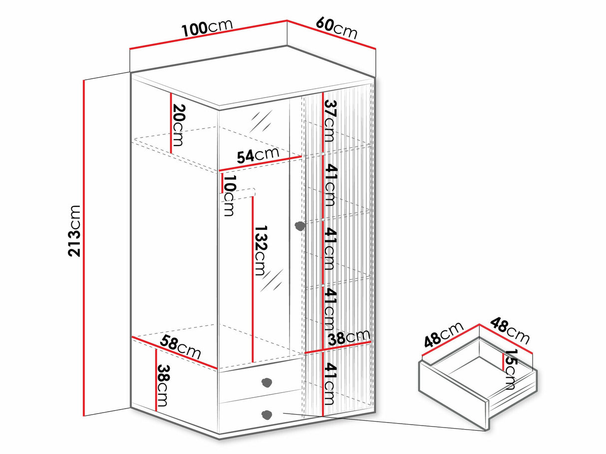 Gardróbszekrény Szafa CALI C-25 Artisan + Czarny / Lamele artisan